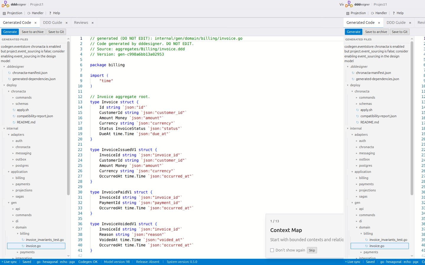 Generated Code preview